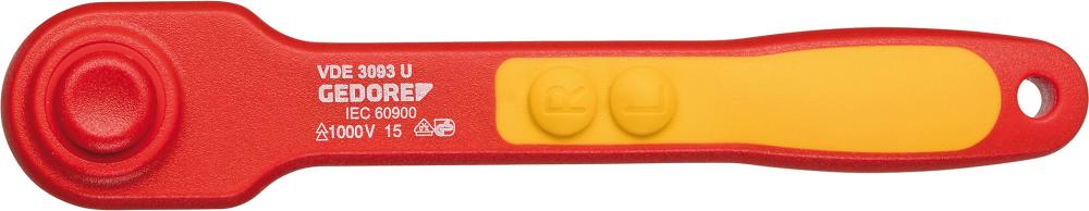 Antrenor cu clichet izolat VDE 3/8", lungime 185 mm, izolatie electrica, VDE 3093 U, GEDORE - sefira.ro