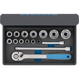 Set chei tubulare 1/2", dimensiuni 10 - 32 mm, profil C, 16 buc, in husa textila, GEDORE - sefira.ro