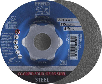 Grinding disc CC-GRIND-SOLID SG STEEL for steel, 115mm, PFERD