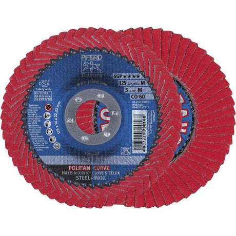 Disc lamelar POLIFAN CO SGP CURVE STEELOX, 125mm, gran.60, pentru sudura > 5mm, radial, PFERD - sefira.ro