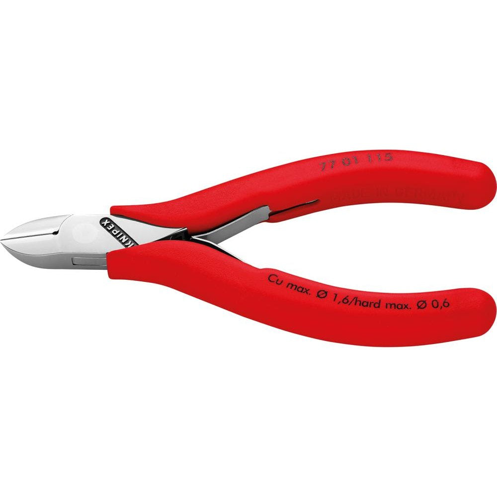 Cleste cu tais lateral pentru electronisti, 115 mm, cap polisat, arc dublu, 77 01 115, KNIPEX - sefira.ro