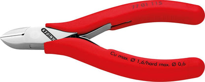 Cleste cu tais lateral pentru electronisti, 115 mm, cap polisat, arc dublu, KNIPEX