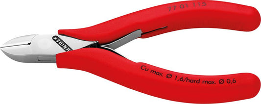 Side-cutting pliers for electronics, 115 mm, polished head, double spring, KNIPEX