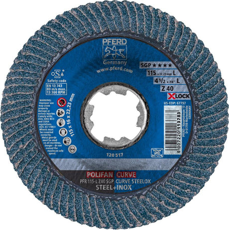 Disc lamelar X-LOCK Z SGP STEELOX pentru otel, inox, 115mm, gran.40, radial, cal - sefira.ro