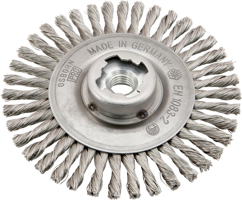 Perie de sarma din hotel, radiala, ingusta, diam.125mm, sarma 0,5mm rasucita, lprindere X-LOCK si M14, Osborn