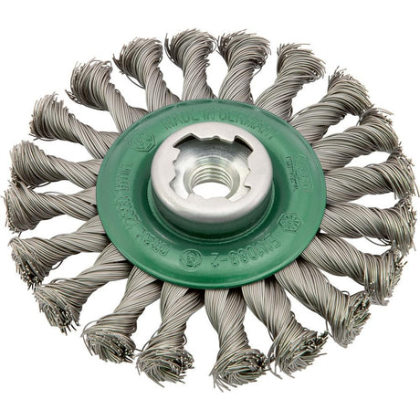 Perie de sarma din inox, radiala, diam.125mm, sarma 0,5mm rasucita, prindere X-LOCK si M14, Osborn - sefira.ro