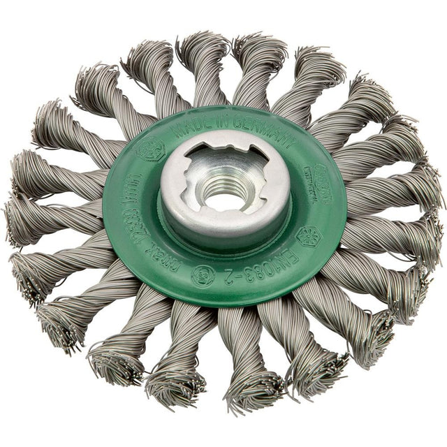 Perie de sarma din inox, radiala, diam.125mm, sarma 0,5mm rasucita, prindere X-LOCK si M14, Osborn - sefira.ro