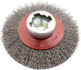 Perie de sarma din otel, conica, diam.100mm, sarma 0,3mm ondulata, prindere X-LOCK si M14, Osborn