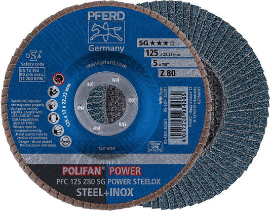 Disc lamelar POLIFAN Z SG POWER STEELOX, 125mm, curbar, gran.80 cai