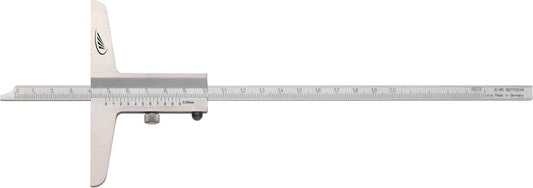 Depth gauge with straight measuring rod, 150mm, reading 0.05mm, DIN862, PREISSER