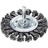 Perie de sarma din inox, rotunda, cu coada 6mm, diam.75mm, sarma 0,5mm rasucita, LESSMANN - sefira.ro