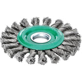 Perie de sarma din inox V2A, rotunda, diam.115mm, sarma 0,5mm rasucita, prindere 22,23mm, LESSMANN - sefira.ro