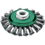 Perie de sarma din inox V2A, conica, diam.100mm, sarma 0.5mm rasucita, prindere M14x2.0, LESSMANN - sefira.ro