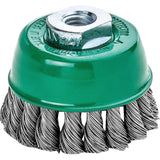 Perie de sarma din inox V4A, tip oala, diam.65mm, sarma 0.5mm rasucita, prindere M14x2.0, LESSMANN - sefira.ro