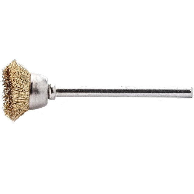 Perie de sarma, mini, din alama, tip oala, cu coada 3mm, diam.15mm, sarma 0.1mm, ondulata, LESSMANN - sefira.ro