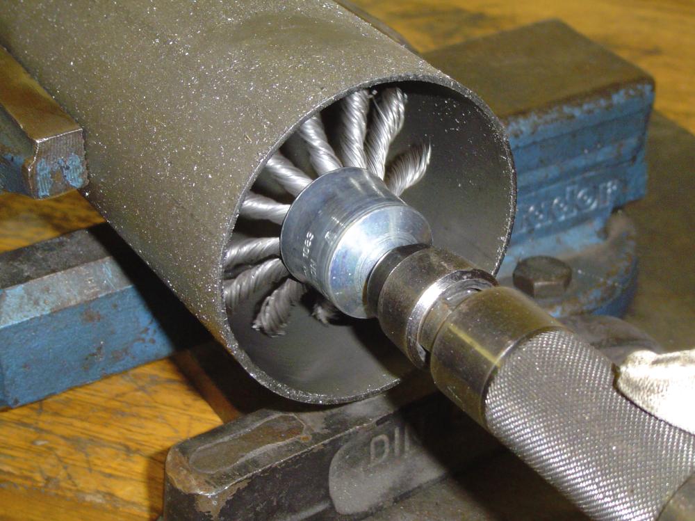 Perie de sarma din inox V2A, tip pensula, cu coada 6mm, diam.19mm, sarma 0,35mm rasucita, LESSMANN - sefira.ro