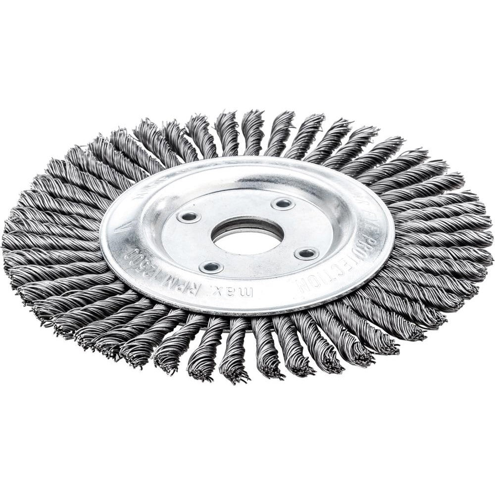 Perie de sarma din otel, rotunda, ingusta, diam.115mm, sarma 0,5mm rasucita, prindere 22,23mm, LESSMANN - sefira.ro