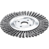 Perie de sarma din otel, rotunda, ingusta, diam.115mm, sarma 0,5mm rasucita, prindere 22,23mm, LESSMANN - sefira.ro