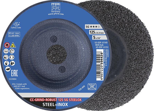 Disc abraziv SG CC-GRIND-ROBUST STEELOX, 125mm, PFERD