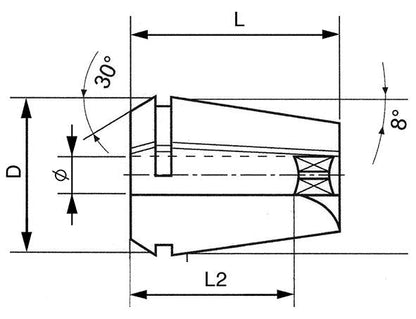 ER16 collet chuck with 4-edge clamping, 3.5x2.7mm, DIN6499B, FORTIS