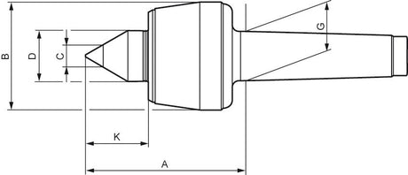 Varf de centrare rotativ PRO HM, MK2, Ø43mm, A65mm, ROHM - sefira.ro