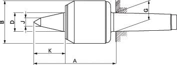 Varf de centrare rotativ cu coada conica, MK3, Ø64mm, A120mm, ROHM - sefira.ro