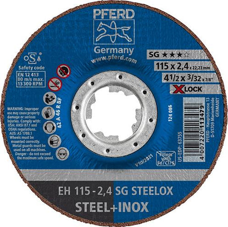 Disc de debitare X-LOCK SG STEELOX pentru otel, inox, 125x1,0mm, drept, PFERD - sefira.ro