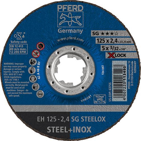 Disc de debitare X-LOCK SG STEELOX pentru otel, inox, 125x1,0mm, drept, PFERD - sefira.ro