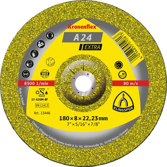 Grinding disc for steel, 115x6mm, curved, KLINGSPOR