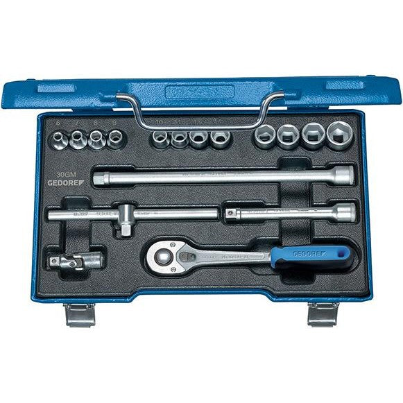 Set chei tubulare 3/8", 6 - 19 mm, 17 buc, 6 canturi, 30 GMU-10, GEDORE - sefira.ro
