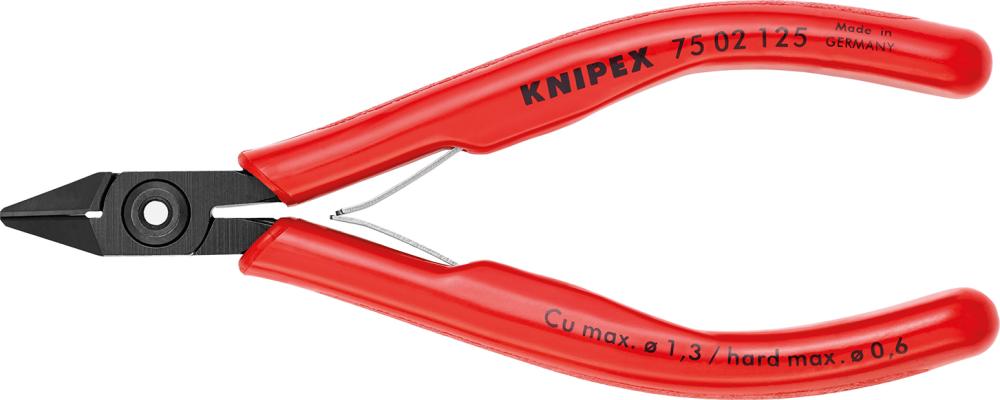 Electronics side-cutting pliers, 125 mm, double spring, with facets, KNIPEX