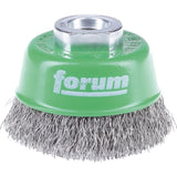 Perie de sarma din inox tip oala, sarma 0,3mm ondulata, Ø perie ,60mm, prindere M14x2, FORUM - sefira.ro