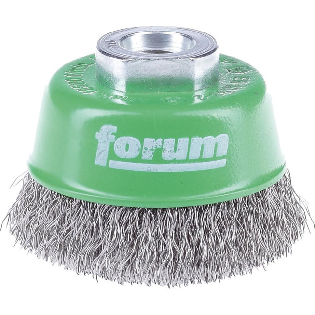 Perie de sarma din inox tip oala, sarma 0,3mm ondulata, Ø perie ,60mm, prindere M14x2, FORUM - sefira.ro