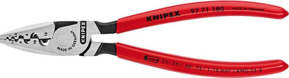 Crimping pliers, plastic handle, 180mm, 0.25-16mm², 9 crimping slots, KNIPEX