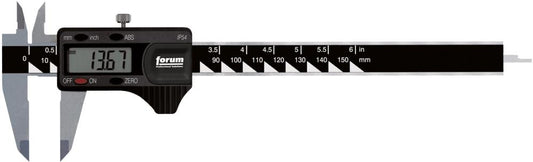 Digital caliper, 150mm, tip 40mm, reading mm/inch 0.01/0.0005, DIN862, stainless steel, IP54, FORUM