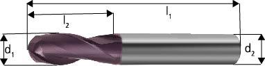 Solid carbide ball end mill, 1.0mm, TiAlN, DIN6535 HA, FORUM