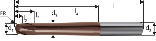 Freza toroidala din carbura monobloc, 2.0/0.5mm, TiAIN, DIN6527, FORUM