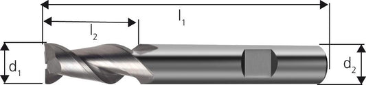 Long cylindrical end mill, solid carbide, for Aluminum, 3mm, 2 flutes, DIN6527K, FORUM