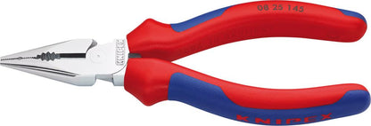 Combination pliers with pointed tip, 145 mm, chrome-plated head, insulated handles, KNIPEX