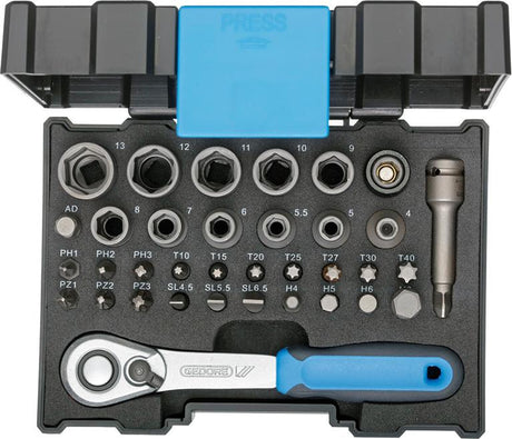 Set chei tubulare, antrenare 1/4", 35 buc, GEDORE - sefira.ro