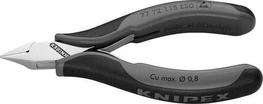 ESD-protected side-cutting pliers, for electronics, 115mm, mini pointed head, DIN9654, KNIPEX