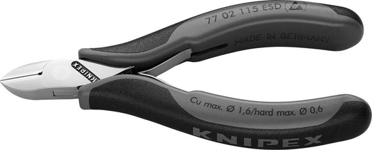 ESD-protected side-cutting pliers, for electronics, 115mm, round head, low inclination, DIN 9654, KNIPEX