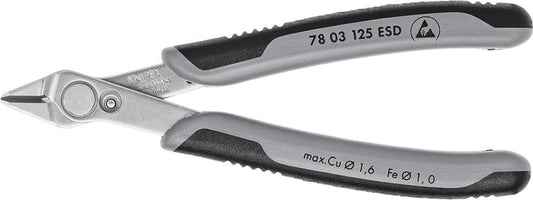 ESD pliers with side cutting edge, Super Knips®, for electronics, INOX, 140mm, without bevel, KNIPEX