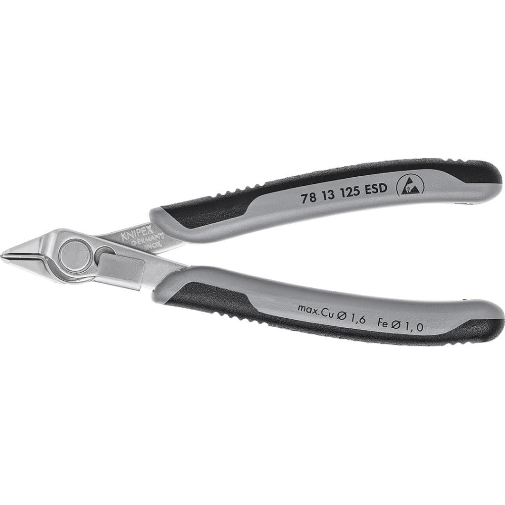 Cleste cu tais lateral protectie ESD, pentru electronisti Super Knips®, 125mm, 78 13 125 ESD, KNIPEX - sefira.ro