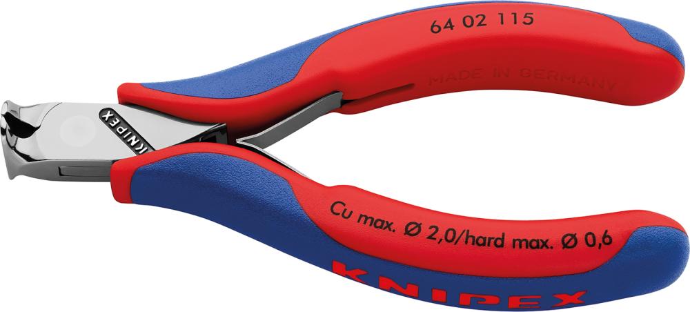 Electronics pliers, 115mm, polished head, with inclination, KNIPEX