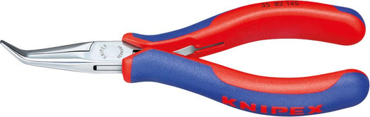 Electronics pliers, 145mm, long, 45° bent, smooth jaws, KNIPEX