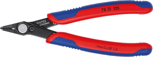 Super Knips® electronics side-cutting pliers, 125mm, straight, thin head, 60 HRC, KNIPEX