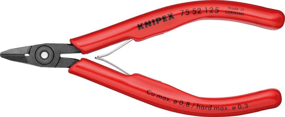 Electronics side-cutting pliers, 125 mm, pointed head, with facets, KNIPEX