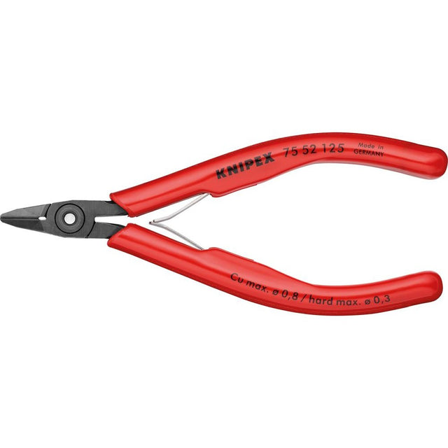 Cleste cu tais lateral pentru electronisti, 125 mm, cap ascutit, cu fasete, 75 52 125, KNIPEX - sefira.ro