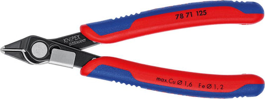 Cleste cu tais lateral pentru electronisti Super Knips®, 125mm, fara inclinare, cu clema sarma, KNIPEX